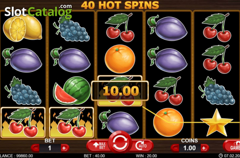 Οθόνη4. 40 Hot Spins Κουλοχέρης 