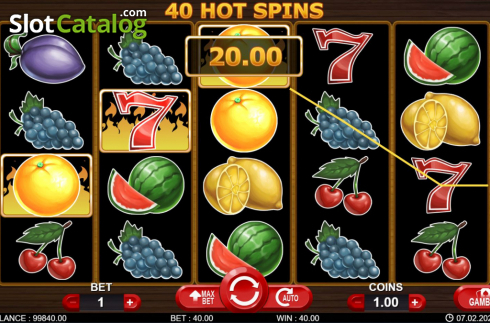 Οθόνη5. 40 Hot Spins Κουλοχέρης 