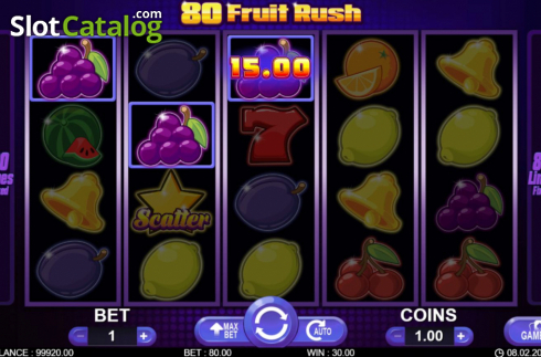 Οθόνη3. 80 Fruit Rush Κουλοχέρης