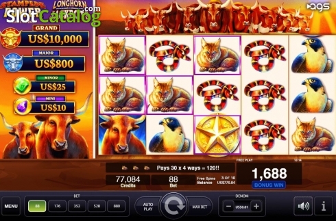 Οθόνη4. Longhorn Jackpots Κουλοχέρης