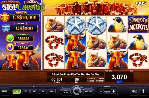 Οθόνη5. Longhorn Jackpots Κουλοχέρης