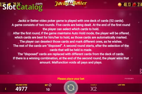 Οθόνη6. Jacks Or Better (AGT Software) Κουλοχέρης