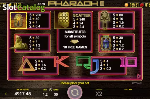 Οθόνη6. Pharaoh II (AGT Software) Κουλοχέρης