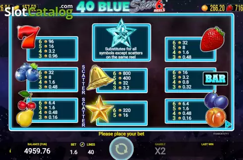 Οθόνη6. 40 Blue Star 6 Reels Κουλοχέρης