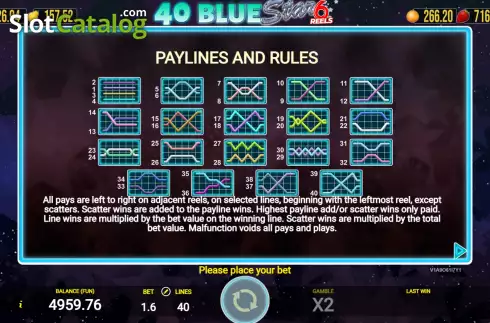 Οθόνη9. 40 Blue Star 6 Reels Κουλοχέρης