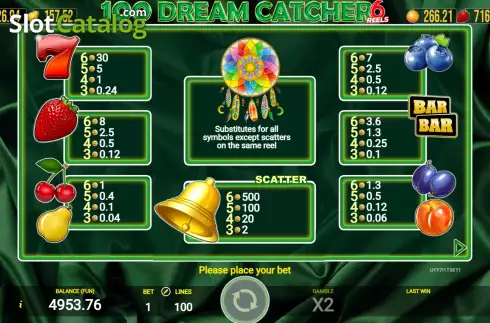 Οθόνη6. 100 Dream Catcher 6 Reels Κουλοχέρης
