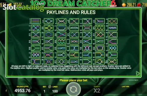 Οθόνη9. 100 Dream Catcher 6 Reels Κουλοχέρης