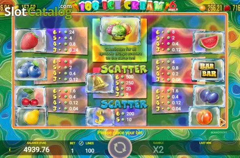 Οθόνη6. 100 Ice Cream 6 Reels Κουλοχέρης
