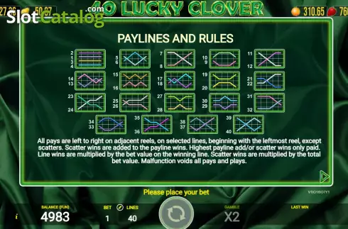 Οθόνη9. 40 Lucky Clover Κουλοχέρης 