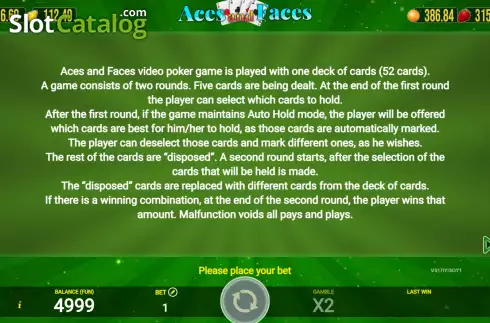 Οθόνη6. Aces And Faces (AGT Software) Κουλοχέρης