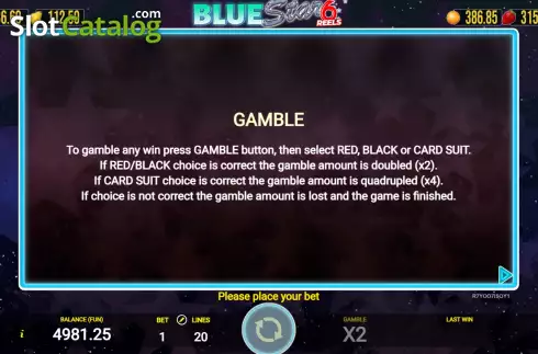 Οθόνη7. Blue Star 6 Reels Κουλοχέρης