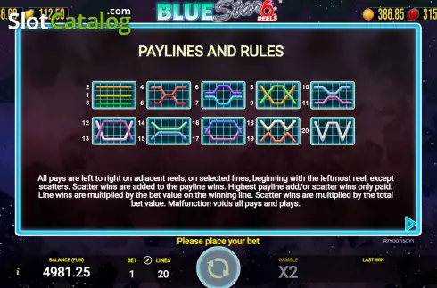 Οθόνη9. Blue Star 6 Reels Κουλοχέρης