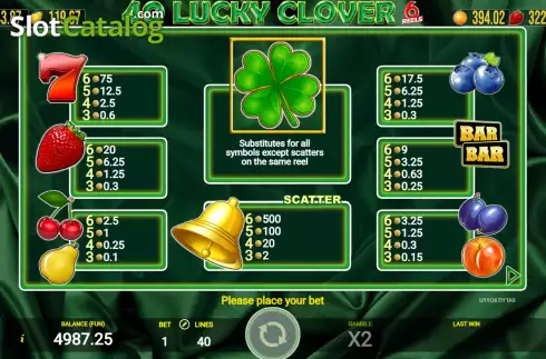Οθόνη6. 40 Lucky Clover 6 Reels Κουλοχέρης