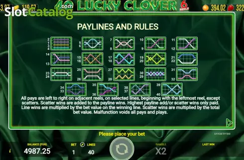 Οθόνη9. 40 Lucky Clover 6 Reels Κουλοχέρης