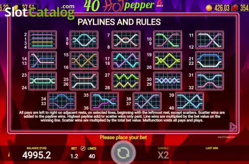 Οθόνη9. 40 Hot Pepper 6 Reels Κουλοχέρης 