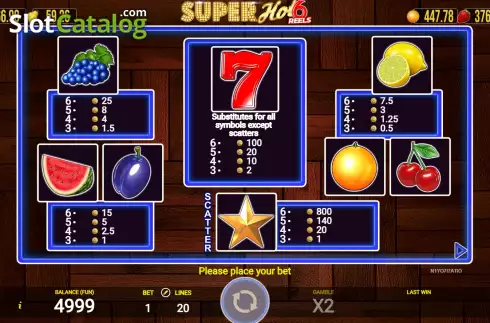 Οθόνη6. Super Hot 6 Reels Κουλοχέρης