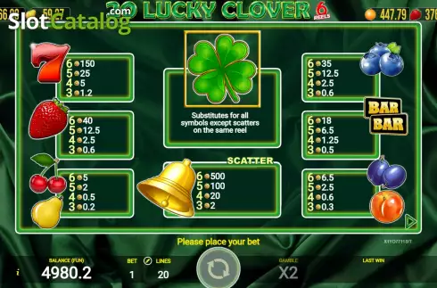 Οθόνη6. 20 Lucky Clover 6 Reels Κουλοχέρης