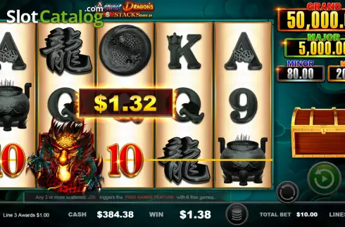 Οθόνη4. Action Dragons Cash Stacks Gold Κουλοχέρης 