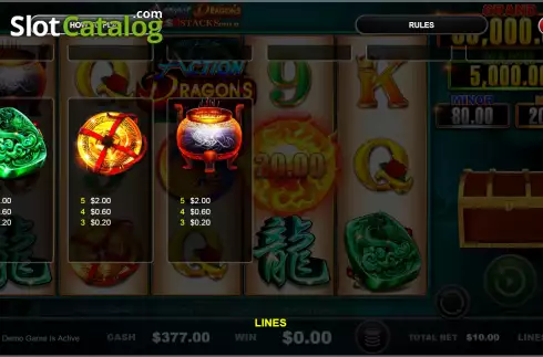 Οθόνη9. Action Dragons Cash Stacks Gold Κουλοχέρης 