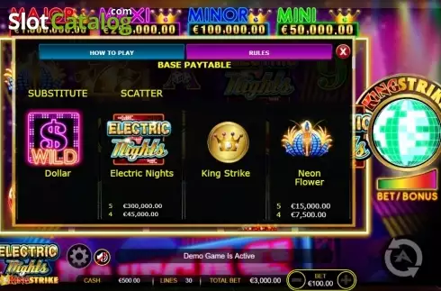 Οθόνη6. Electric Nights King Strike Κουλοχέρης 