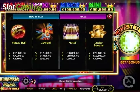 Οθόνη7. Electric Nights King Strike Κουλοχέρης 