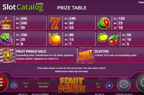 Οθόνη6. Fruit Prince Κουλοχέρης 