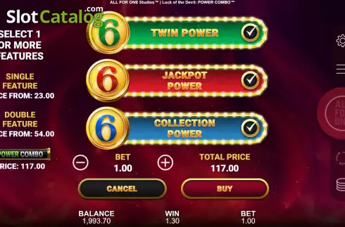 Οθόνη6. Luck of the Devil: POWER COMBO Κουλοχέρης 