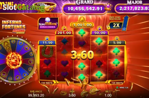 Οθόνη3. Inferno Fortunes Rising Rewards King Millions Κουλοχέρης