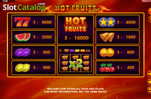 Οθόνη5. Hot Fruits Deluxe (Amatic Industries) Κουλοχέρης