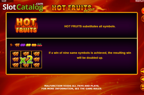 Οθόνη7. Hot Fruits Deluxe (Amatic Industries) Κουλοχέρης