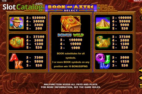 Οθόνη9. Book of Aztec Select Κουλοχέρης