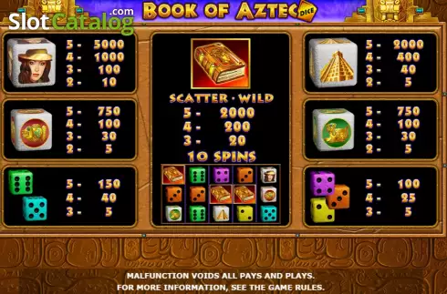 Οθόνη4. Book of Aztec Dice Κουλοχέρης