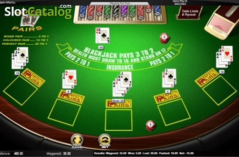 Οθόνη4. Perfect Pairs Blackjack (Amaya) Κουλοχέρης