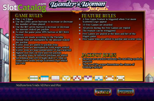 Οθόνη3. Wonder Woman Jackpots Κουλοχέρης