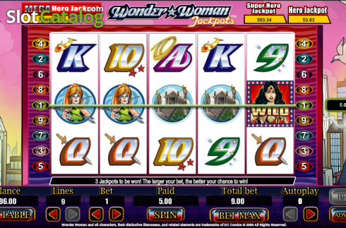 Οθόνη5. Wonder Woman Jackpots Κουλοχέρης