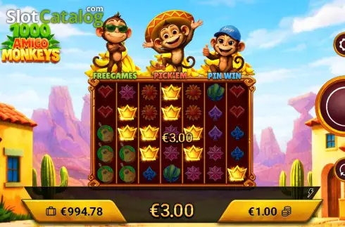 Οθόνη3. 1000 Amigo Monkeys Κουλοχέρης