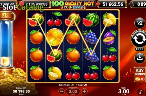 Οθόνη3. 100 Glossy Hot Coin Boost Κουλοχέρης