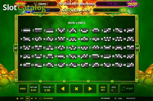 Οθόνη7. 50 Red Hot Burning Clover Link Κουλοχέρης