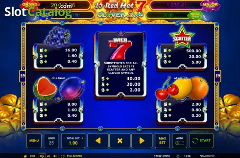 Οθόνη6. 25 Red Hot 7 Clover Link Κουλοχέρης