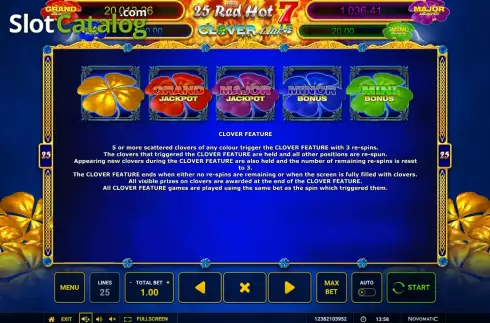 Οθόνη7. 25 Red Hot 7 Clover Link Κουλοχέρης