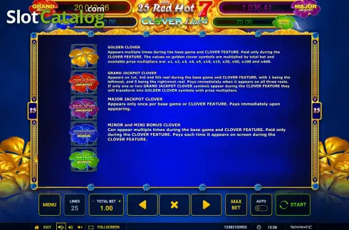 Οθόνη8. 25 Red Hot 7 Clover Link Κουλοχέρης