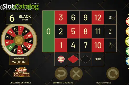 Οθόνη3. Apollo Petite Roulette Κουλοχέρης