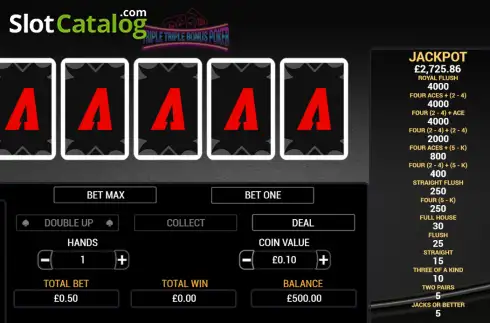 Οθόνη2. Triple Triple Bonus Poker Κουλοχέρης