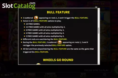 Οθόνη9. Wheels Go Round Bull Κουλοχέρης 