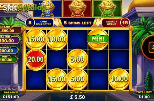 Οθόνη3. Gold Trio: Sinbad's Riches Κουλοχέρης 