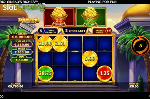 Οθόνη5. Gold Trio: Sinbad's Riches Κουλοχέρης 