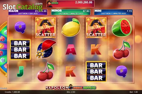 Οθόνη4. Napoleon Mega Moolah Κουλοχέρης 