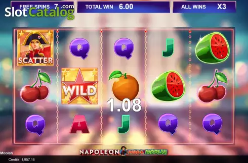 Οθόνη9. Napoleon Mega Moolah Κουλοχέρης 