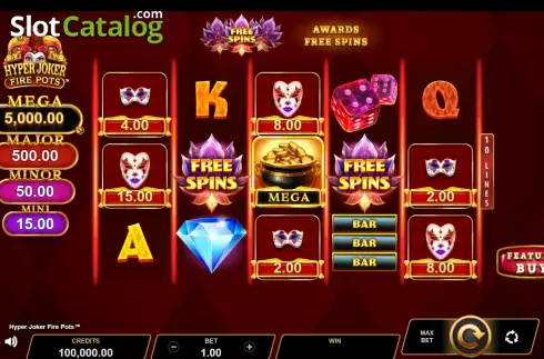 Οθόνη2. Hyper Joker Fire Pots Κουλοχέρης