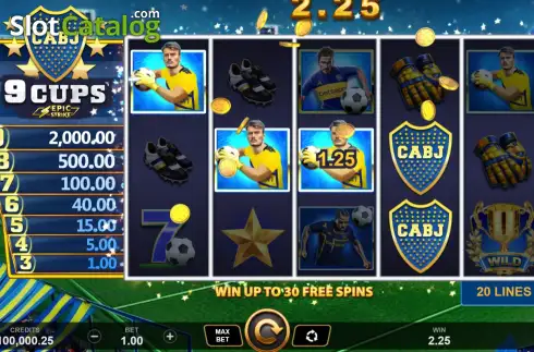 Οθόνη3. Boca 9 Cups Epic Strike Κουλοχέρης